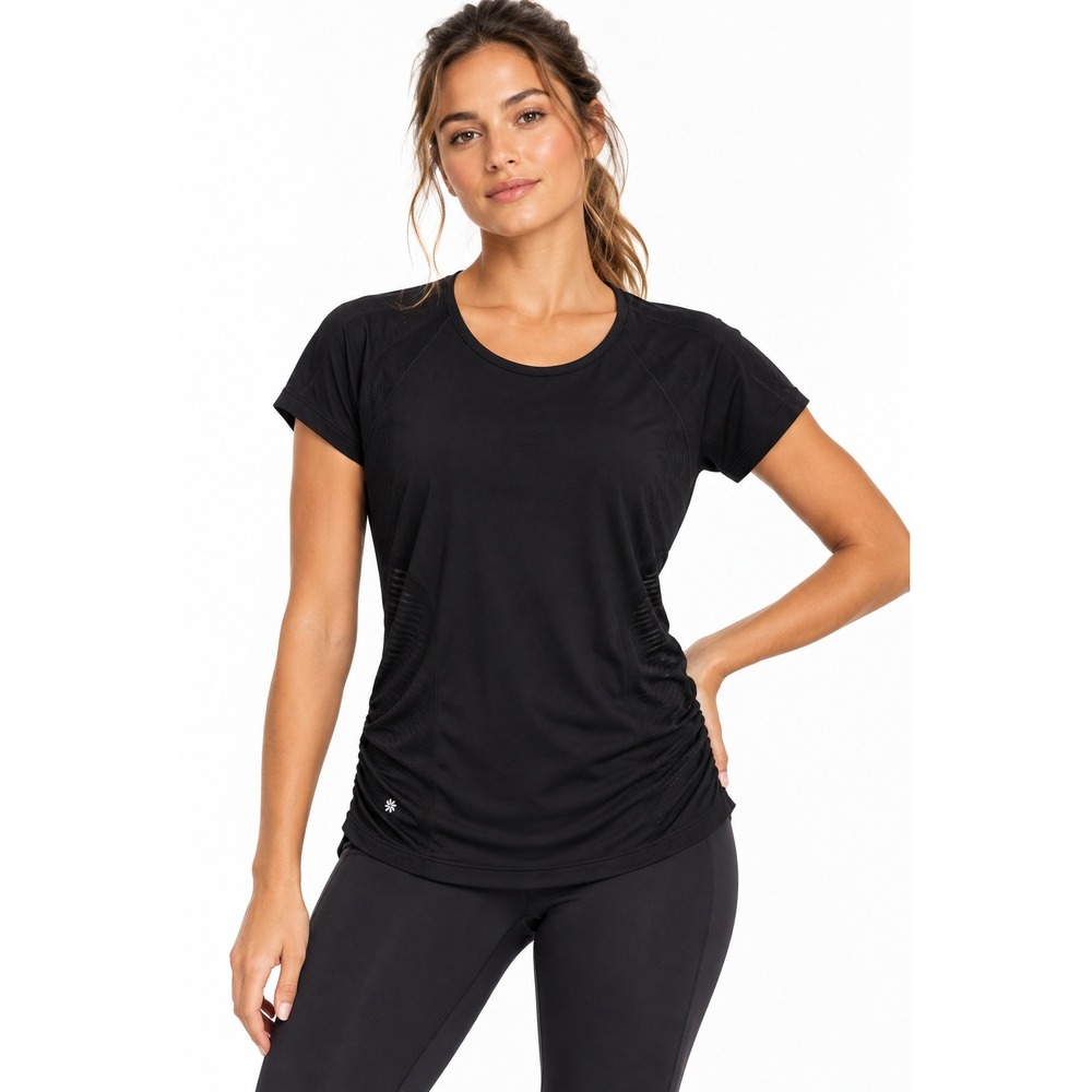 Athleta Fastest Track Tee Black Short Sleeve Activewear Training Size L